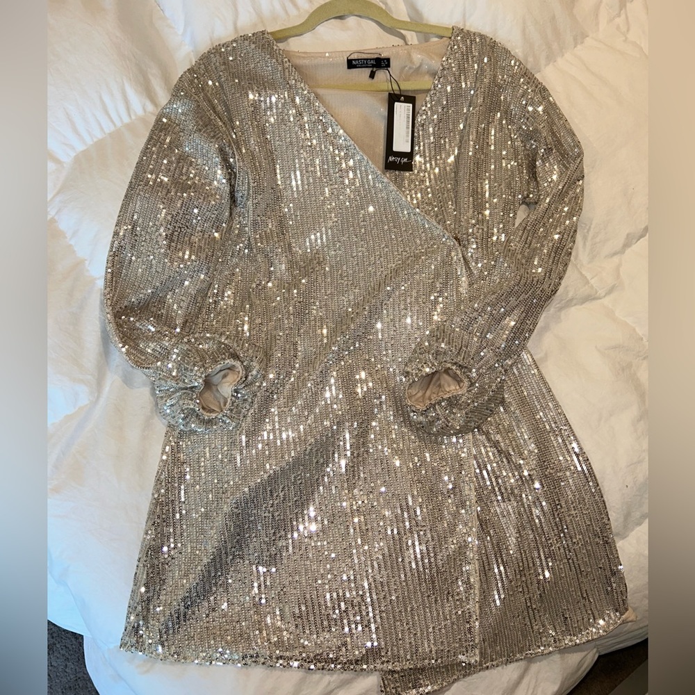 Long sleeved sequin dress